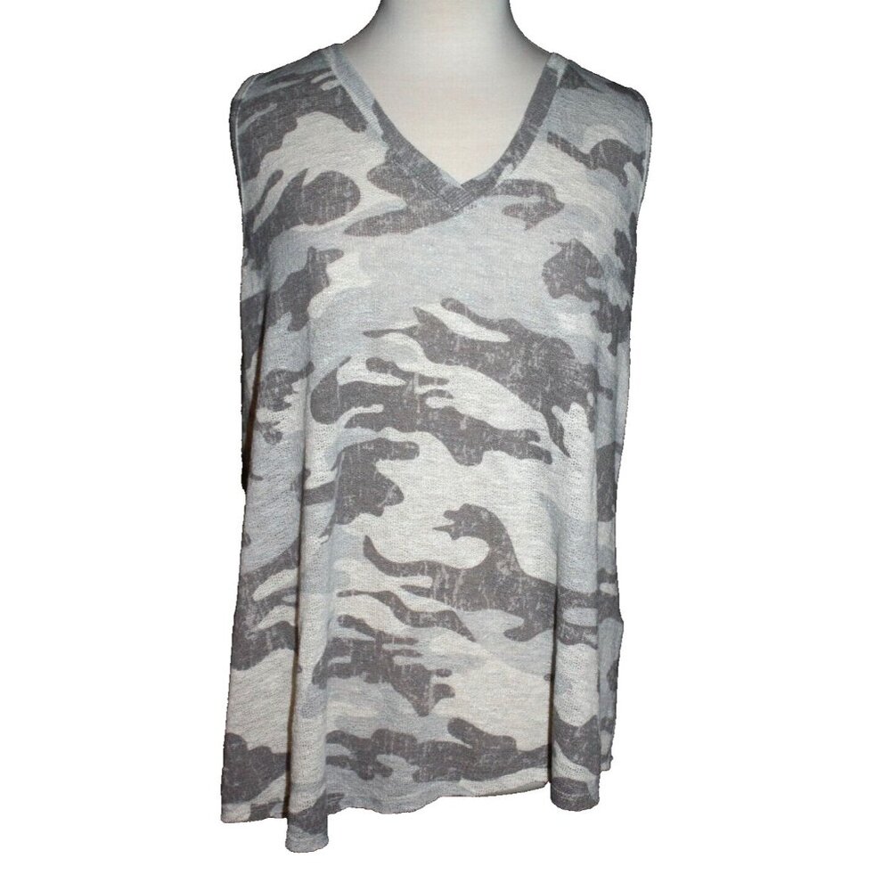Jupee Women's Tank Top Shirt Size Large Gray Grey Camo Stretch NEW NWT